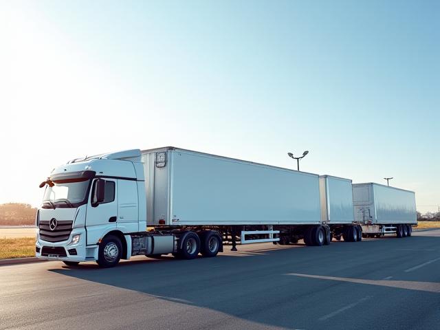 Variety of H & J Moving Service trucks from straight trucks to trailers