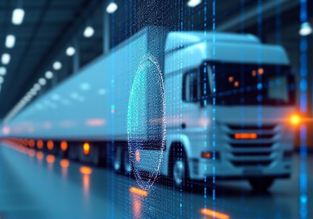 Conceptual image of digital security protecting global logistics data