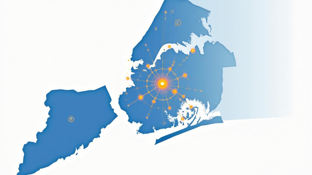 Regional service area map for H & J Moving Service covering New York, New Jersey, and Connecticut