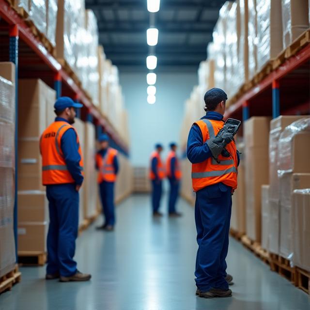 Warehouse staff organizing freight for regional distribution in NYC